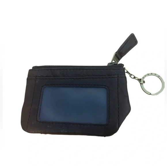 Fossil Brown Lamb Leather Coin Purse Keyring - Picture 2 of 4